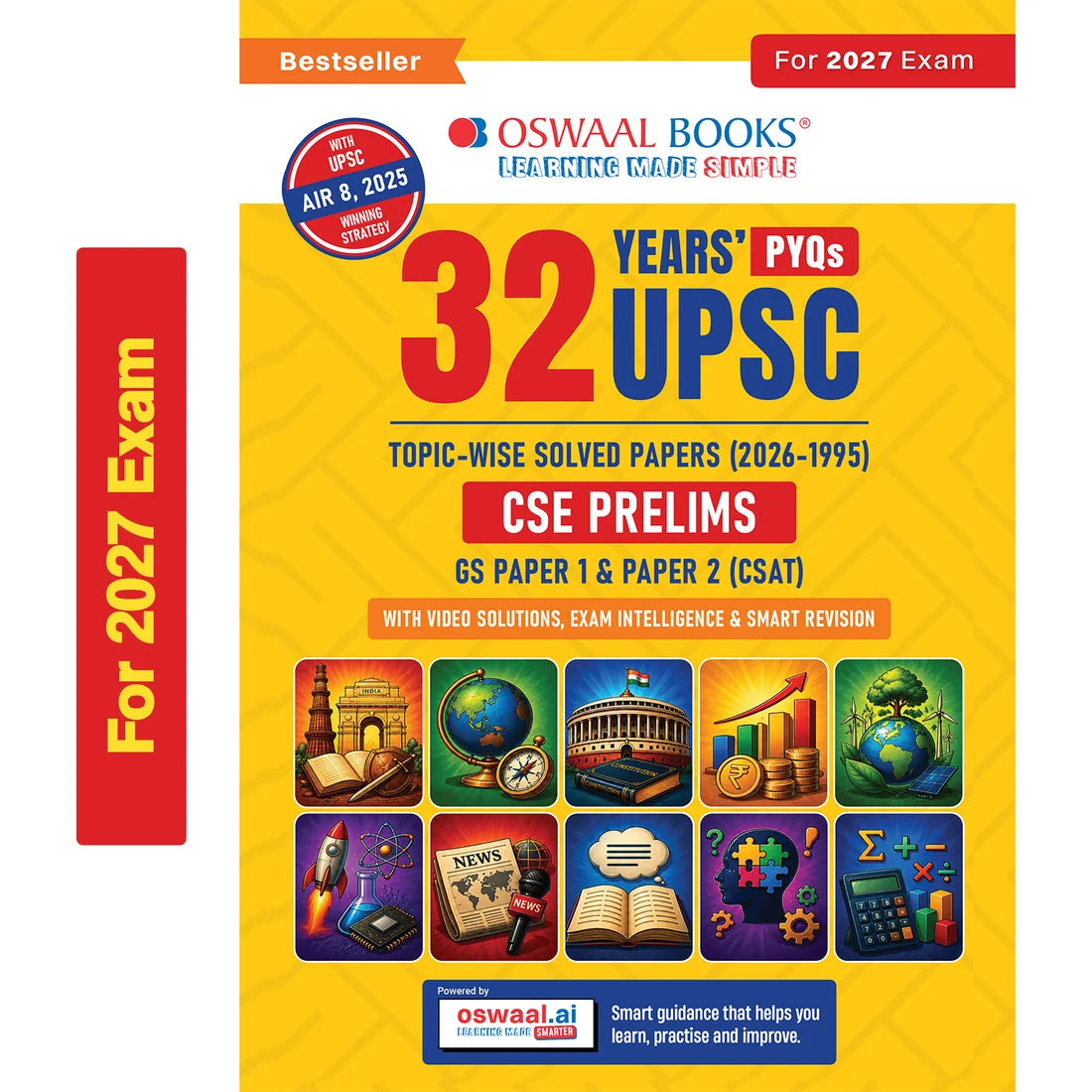 32 Years UPSC CSE Prelims Topic-wise Solved Papers 2026–1995 | Paper 1 & 2 | Oswaal Books