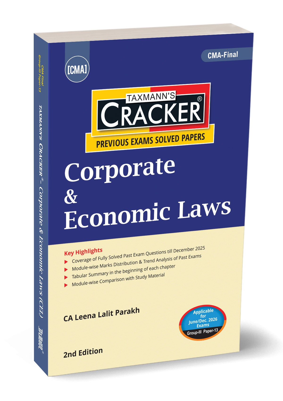CMA Final – Group III | Paper 13 | CRACKER for CEL |  Leena Lalit Parakh | Taxmann | edition 6th
