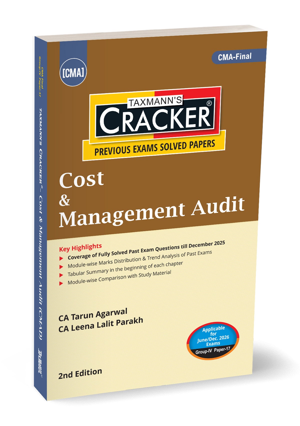 CMA Final – Group IV | Paper 17 | CRACKER for CMAD |  Tarun Agarwal & Leena Lalit Parakh | Taxmann  | Edition 2nd