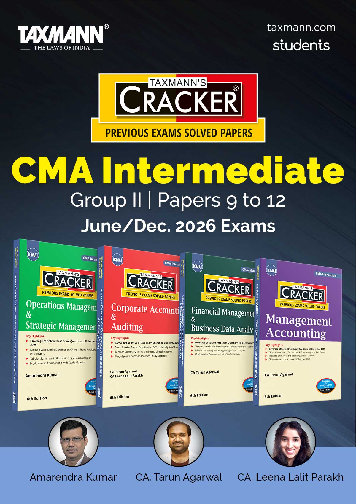 CRACKER COMBO for CMA Intermediate—Group II | Papers 9 to 12 by Amarendra Kumar et al. | June/Dec. 2026 Exams
