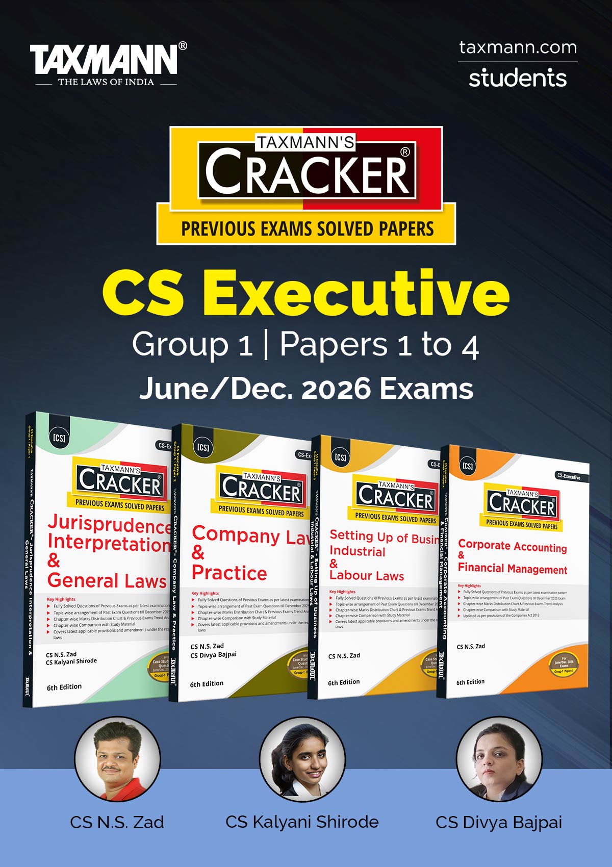 CRACKER COMBO for CS Executive—Group 1 | Papers 1 to 4 by N.S. Zad et al. | June/Dec. 2026 Exams | Taxmann