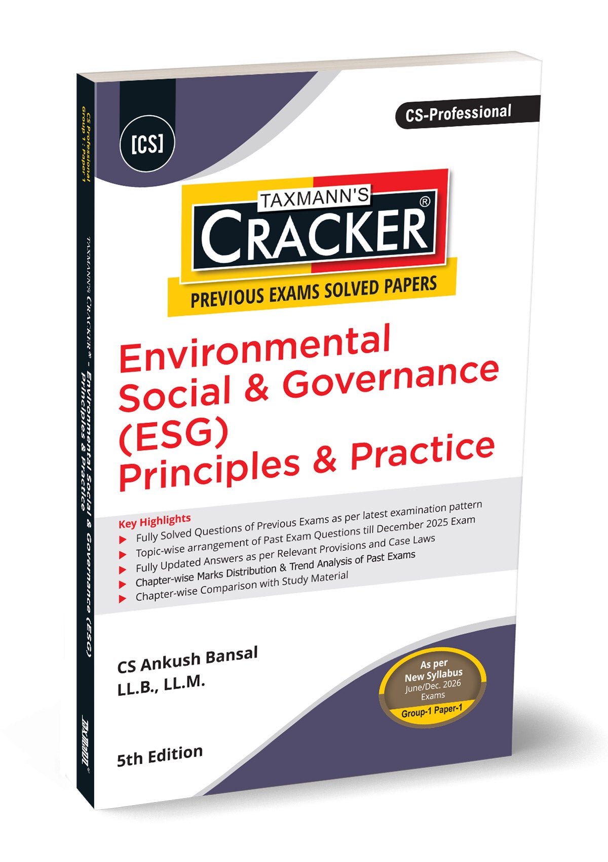 CS Professional | New Syllabus – Group 1 | Paper 1 | CRACKER for ESG |  Ankush Bansal | | Taxmann | Edition 5th