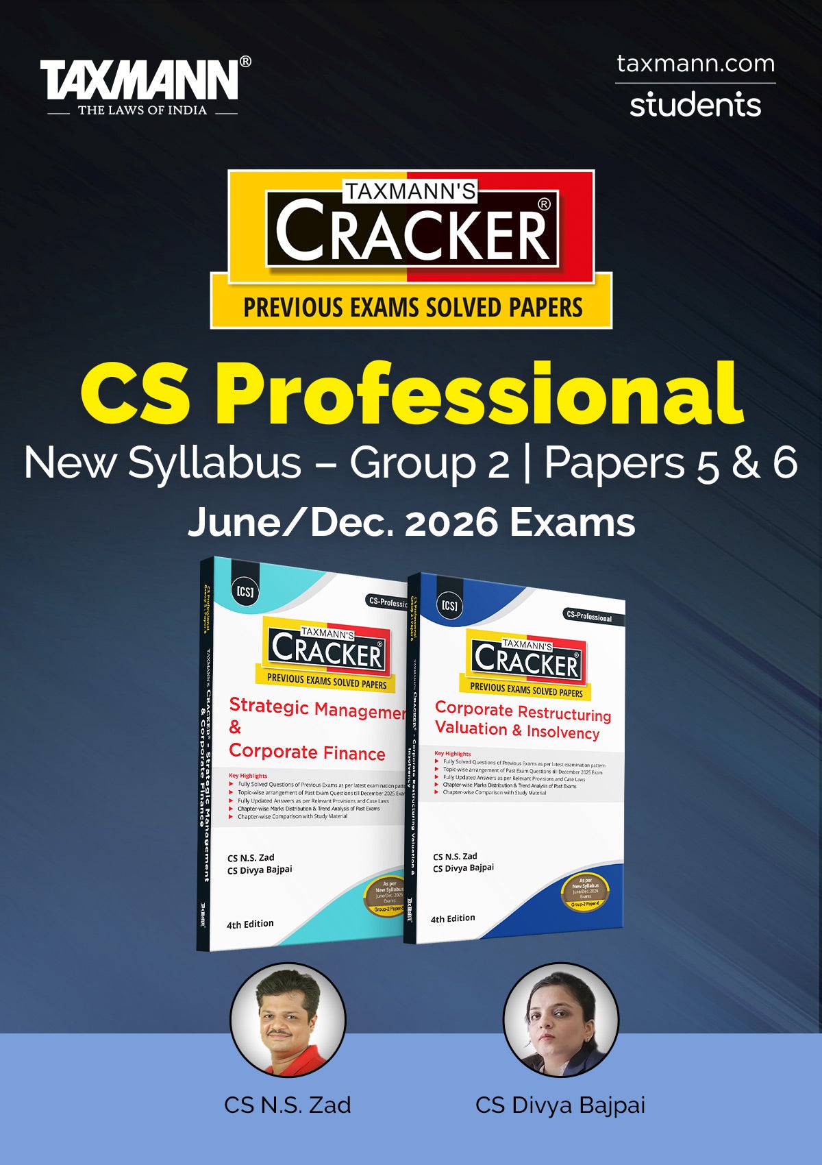 CRACKER COMBO for CS Professional | New Syllabus—Group 2 | Papers 5 and 6 by N.S. Zad et al. | June/Dec. 2026 Exams | Taxmann