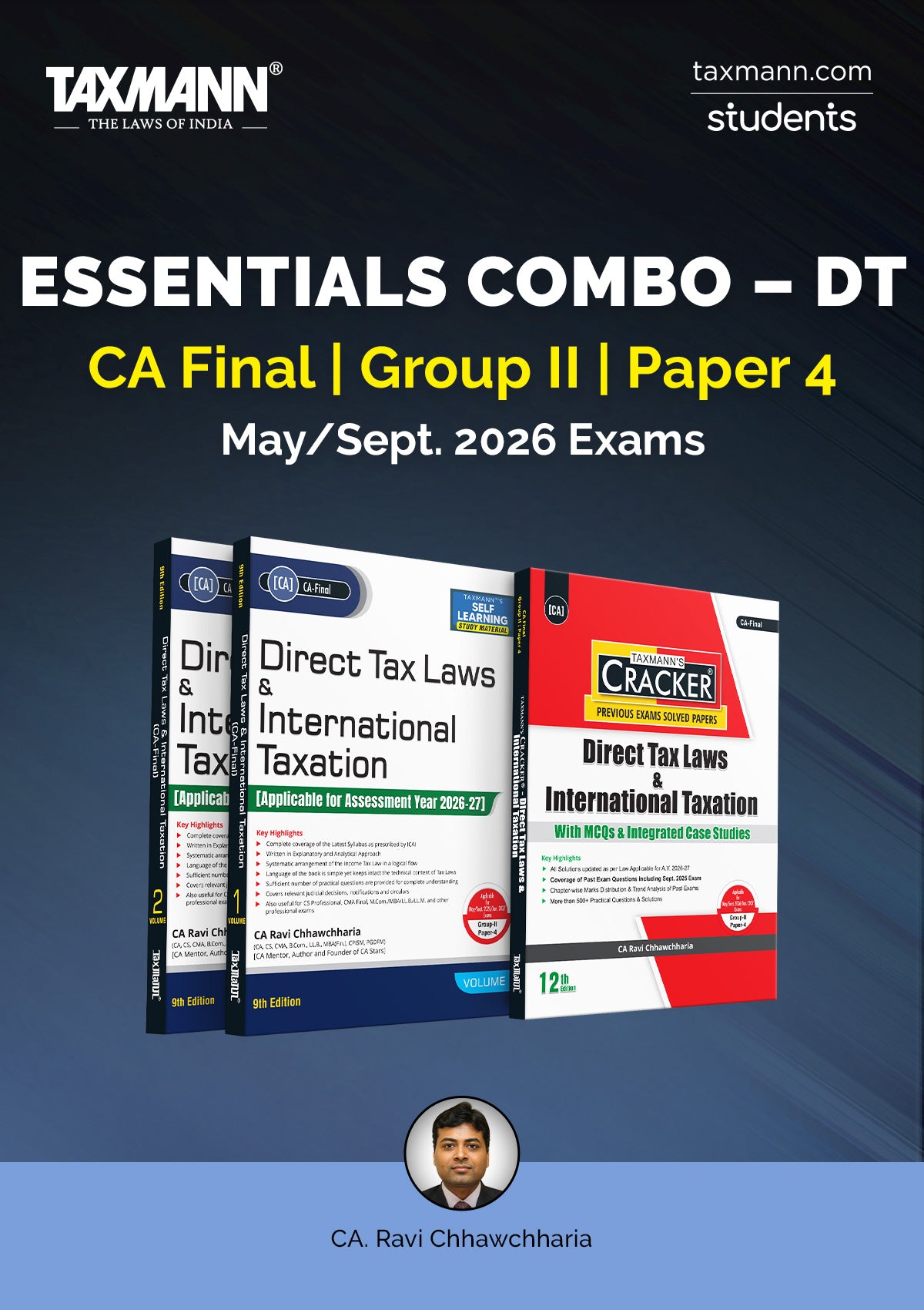 CA Final – Group II | Paper 4 | ESSENTIALS Combo for Direct Tax by Ravi Chhawchharia | May/Sept. 2026 Exams