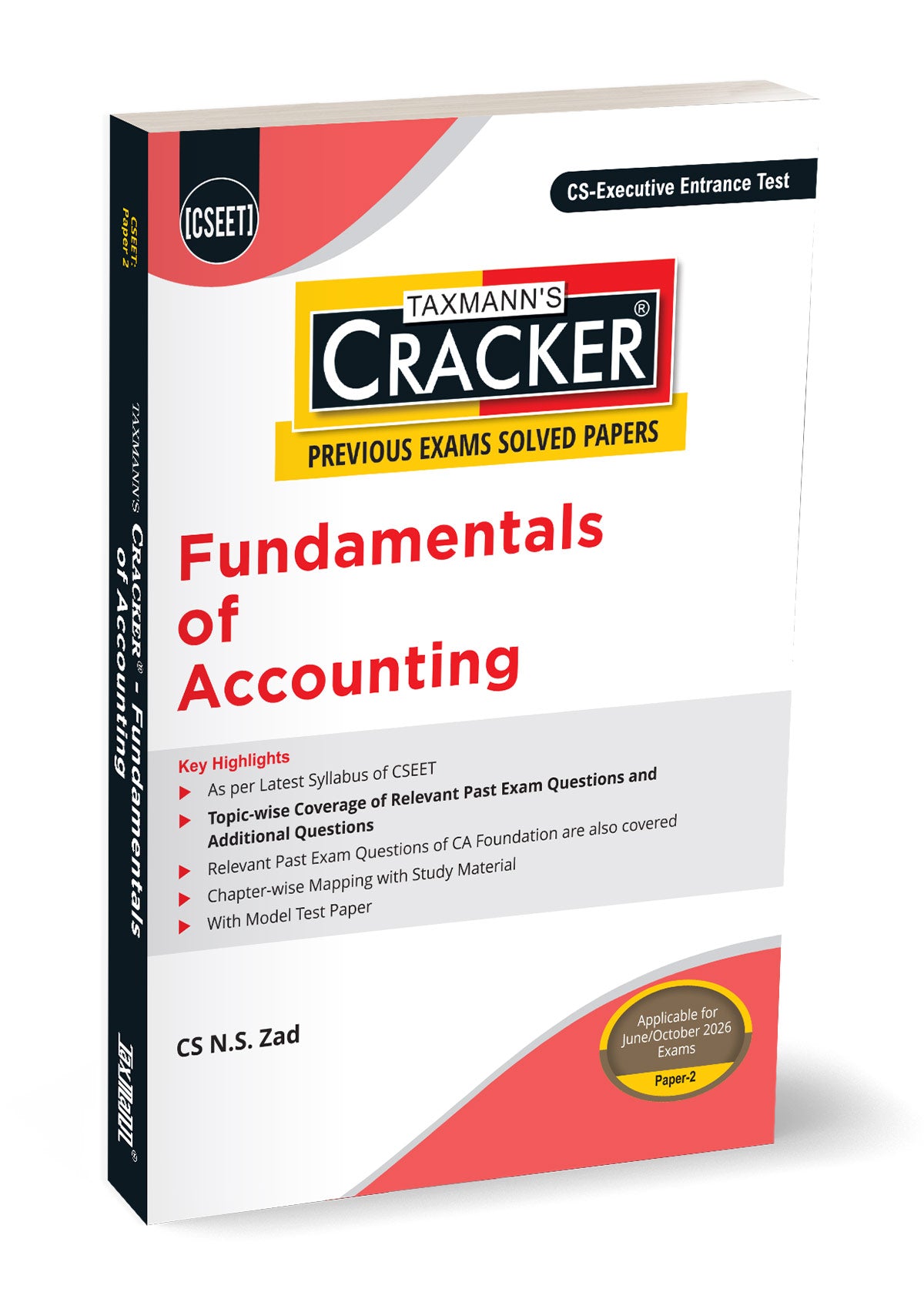 CSEET – Paper 2 | CRACKER for Fundamentals of Accounting  | N.S. ZAD | Taxmann | Edition 2026