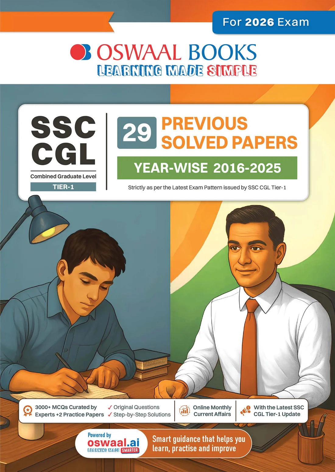 SSC CGL Tier-1 29 Previous Years’ Solved Papers | 2016–2025 | 3000+ Questions | For 2026 Exam | Oswaal Books