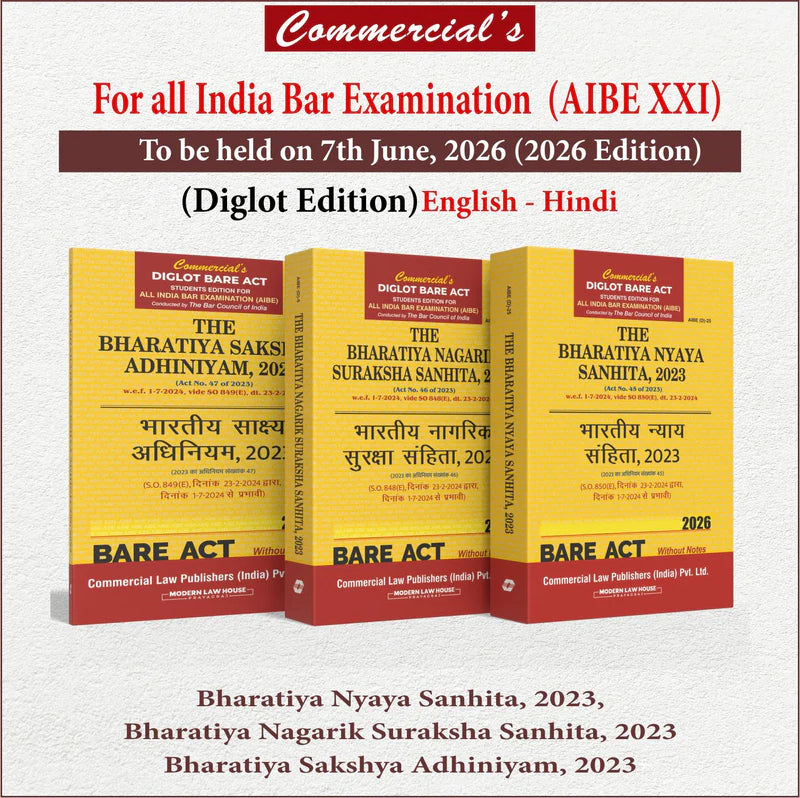 Combo New Criminal Law AIBE (Diglot)  | Commercial Law Publishers | Edition 2026