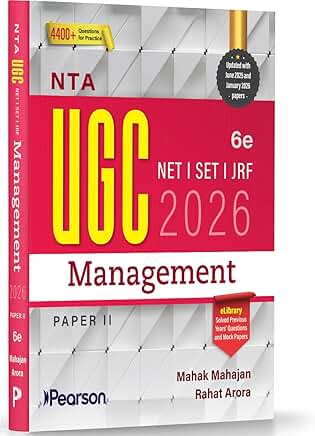 Pearson NTA UGC NET Management Paper 2 2026 6th Edition | For UGC NET/SET/JRF | Fully Solved June 2025 & Jan 2026 Papers, 4400+ MCQs, PYQs 2018–2023