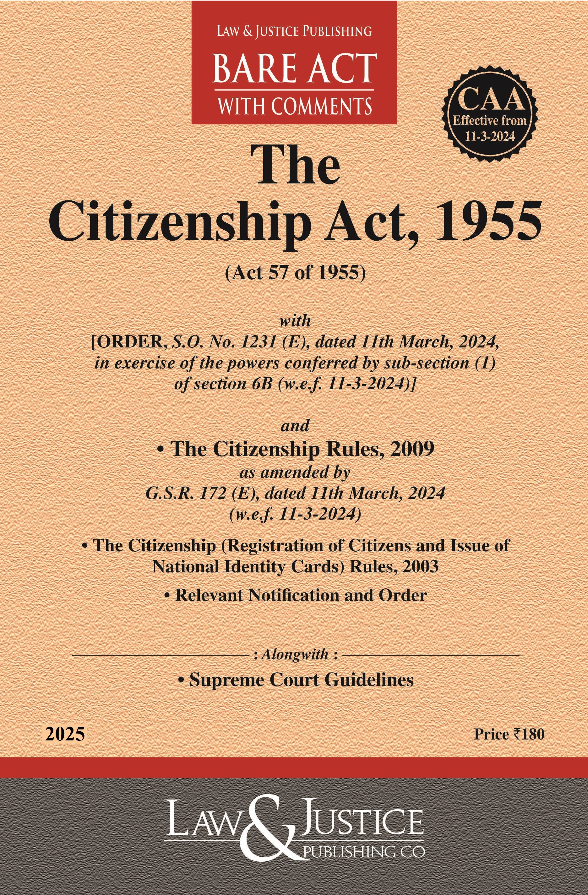 Citizenship Act, 1955| Law & Justice Publishing | EDITION 2026