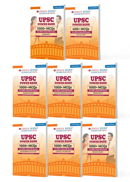 Oswaal Power Bank 1000+ MCQs for UPSC and State PSCs Exams, set of eight books