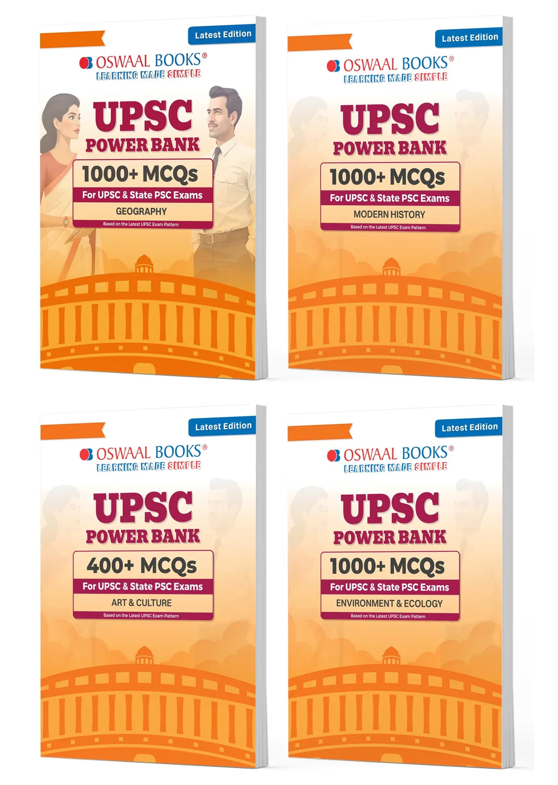 Power Bank 1000+ MCQs for UPSC and State PSCs Exams (Set of 4) | Geography, Modern History, Art & Culture, Environment & Ecology | Latest Edition | Oswaal Books