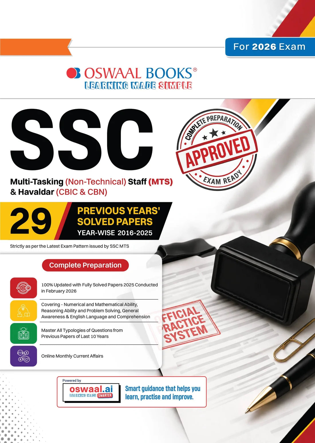 SSC MTS & Havaldar 29 Previous Years’ Solved Papers | 2016–2025 | 2900+ Questions | For 2026 Exam | Oswaal Books