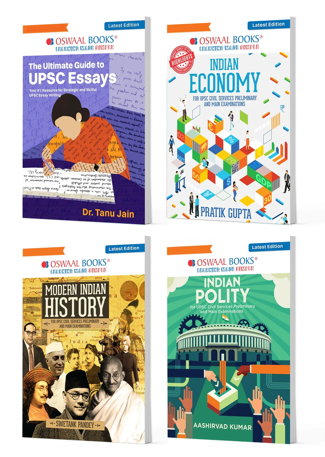 Ultimate UPSC Guide | Essays, Indian Polity, Indian Economy & Modern Indian History | Set of 4 | Latest Edition | Oswaal Books