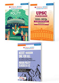 UPSC Indian Polity Exam Pack 2026 (Set of 3 Books) | Indian Polity Guide + Power Bank 1000+ MCQs + NCERT One For All Classes 6–12 | Oswaal