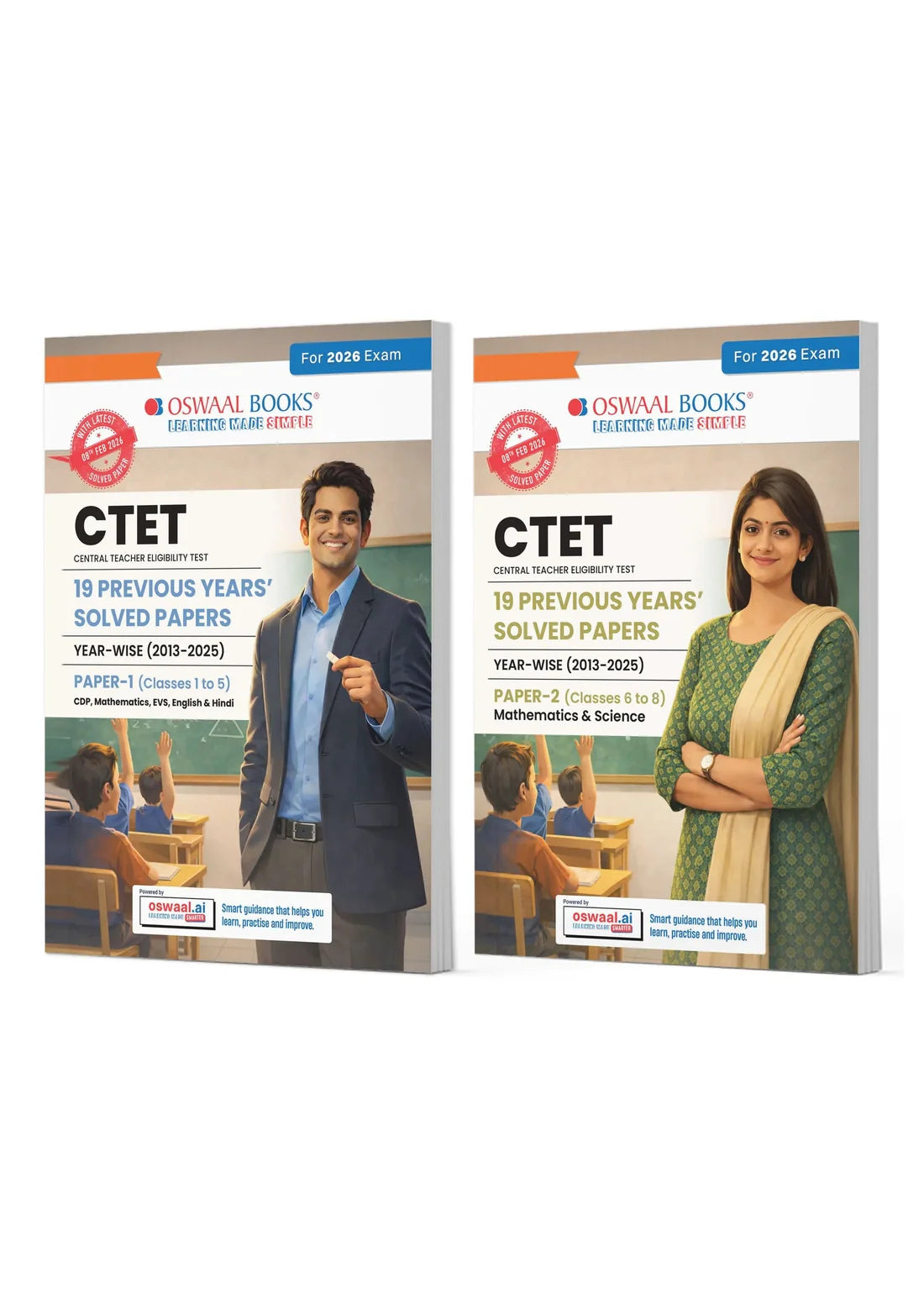 CTET Paper 1 & Paper 2 Solved Papers Set of 2 | 19 Previous Years (2013–2025) + February 2026 Paper | Social Science | English Medium | Oswaal Books