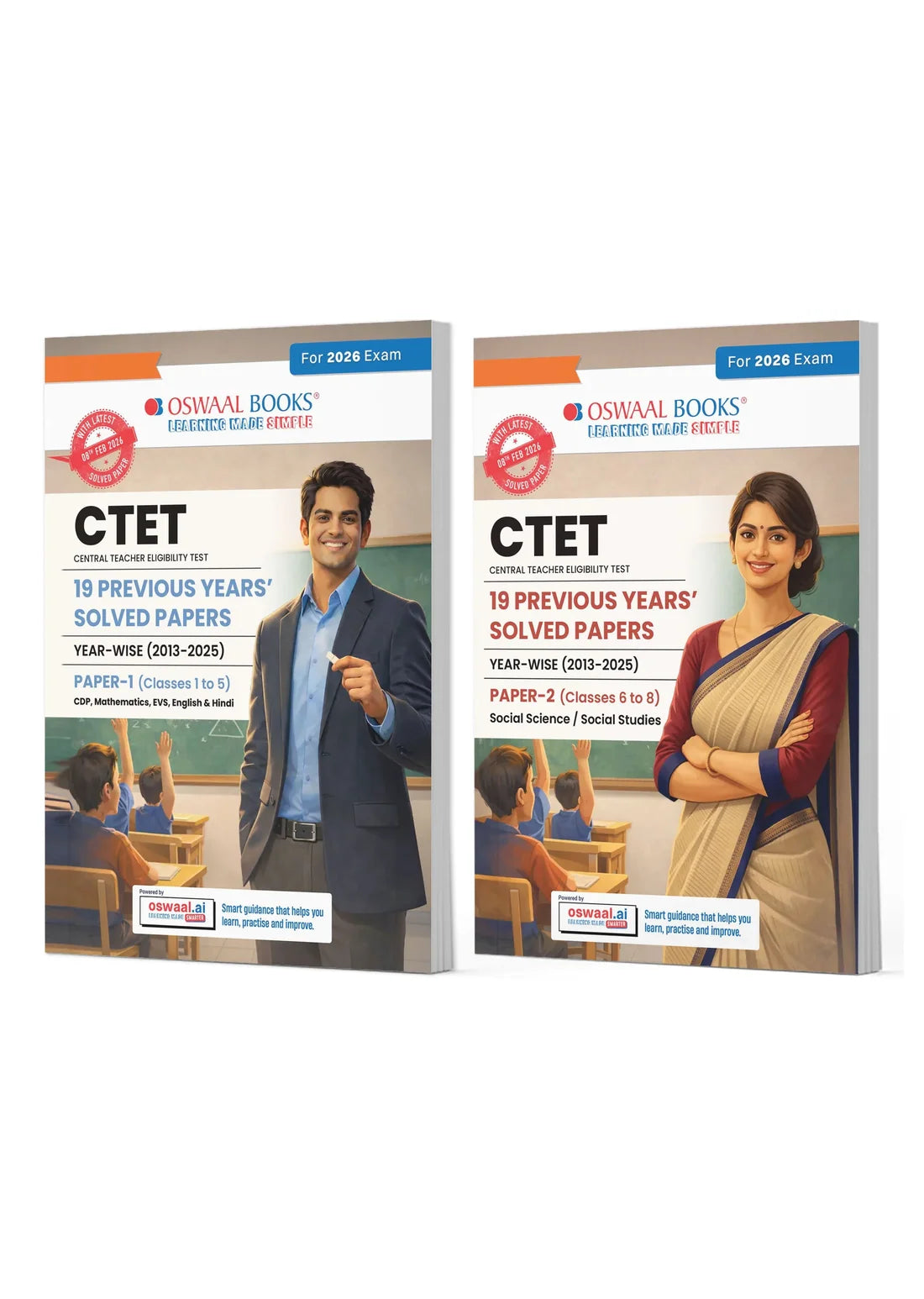 CTET Paper 1 & Paper 2 Solved Papers Set of 2 | 19 Previous Years (2013–2025) + February 2026 Paper | Maths & Science | English Medium | For CTET 2026 | Oswaal Books