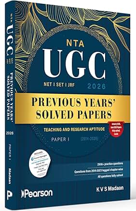 Pearson'26 NTA UGC NET SET,JRF Paper 1 Previous Years' Solved Papers-2014 to 2026 (Teaching & Research Aptitude) |January 2026 & June 2025 Solved paper