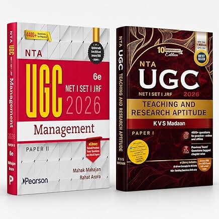 Pearson 2026 UGC NET Paper 1 Teaching & Research Aptitude by KVS Madaan|NET/SET/JRF + UGC NET Paper-2 Management 6E (Set of 2)|4000+ Practice Questions|2026 January & 2025 June solved paper