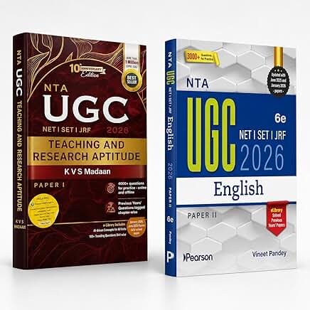 Pearson 2026 UGC NET Paper 1 Teaching & Research Aptitude by KVS Madaan | NET/SET/JRF| + UGC NET Paper 2 English Paper 2 6E (Set of 2)|4000+ Practice Questions|2026 January & 2025 June solved paper