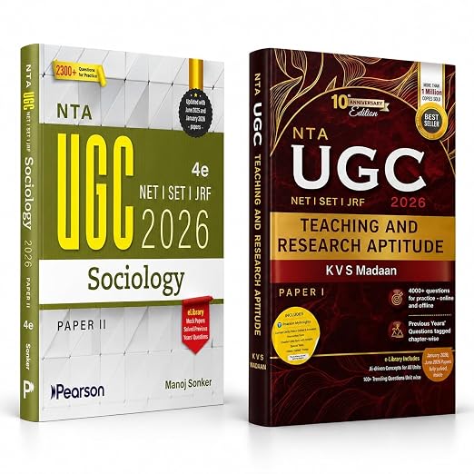 Pearson 2026 UGC NET Paper 1 Teaching & Research Aptitude by KVS Madaan | NET/SET/JRF|+ UGC NET Sociology (Set of 2)|4000+ Practice Questions | 2026 January & 2025 June solved paper