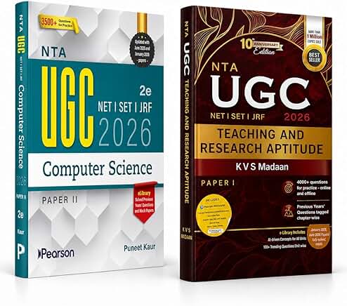 Pearson 2026 UGC NET Paper 1 Teaching & Research Aptitude by KVS Madaan | NET/SET/JRF+ UGC Net paper 2 Computer Science, 2E (Set of 2)|4000+ Practice Questions|2026 January & 2025 June solved paper