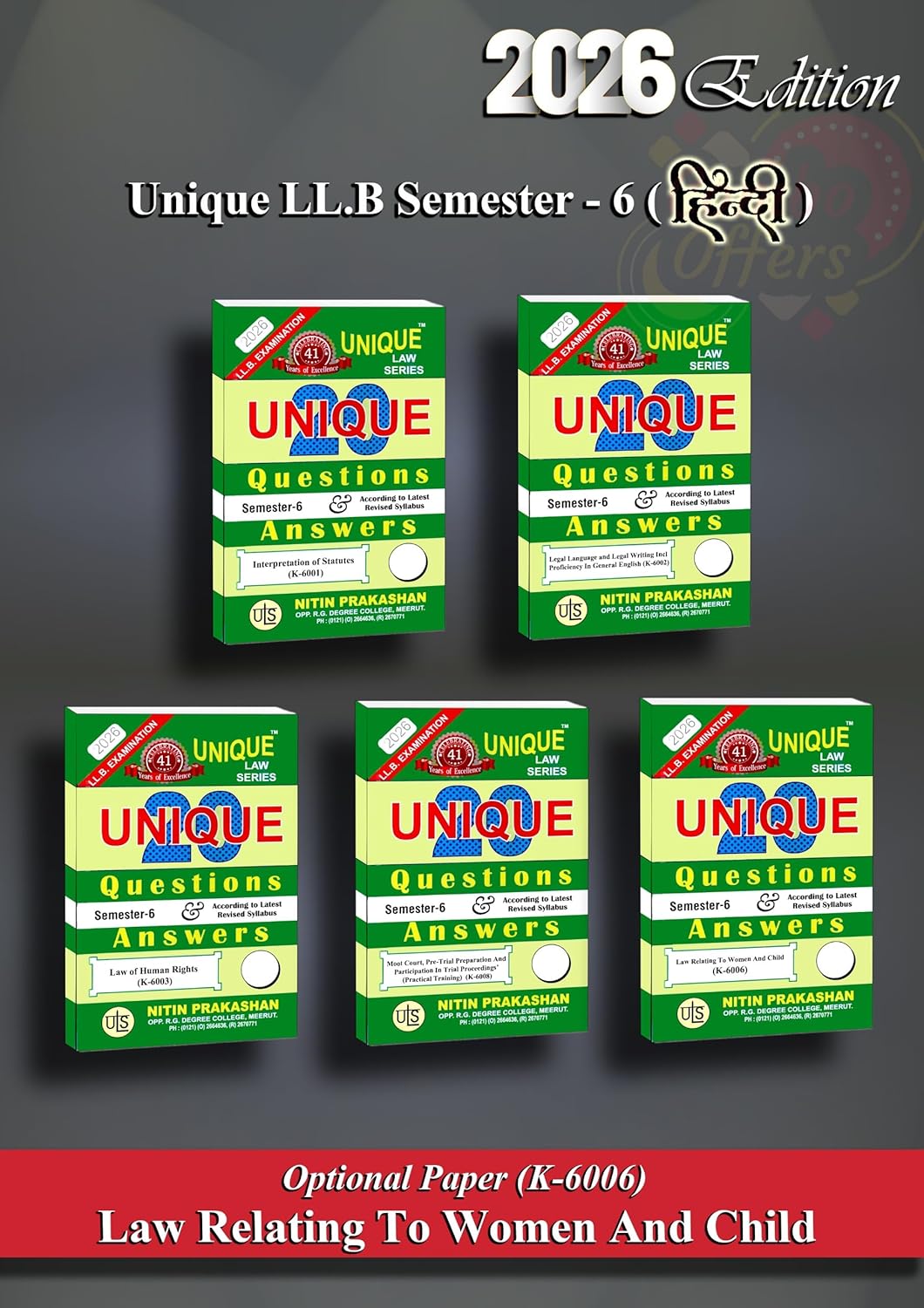 Nitin Unique Law Series Questions & Answer Semester-6 for LLB Exams - (Hindi) Editon 2026