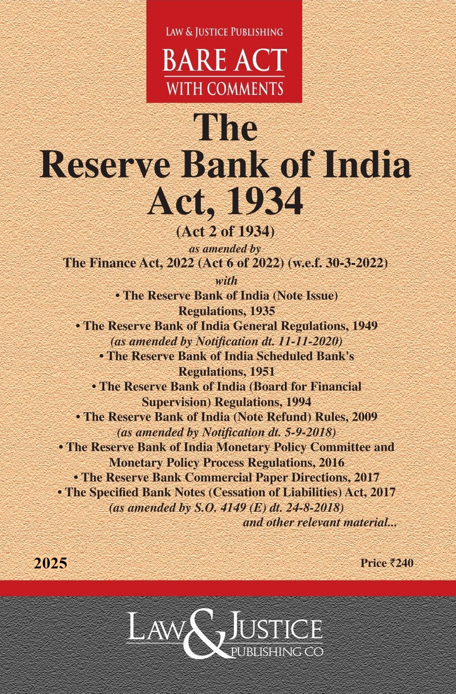 Reserve Bank of India Act, 1934 | Law & Justice Publishing | EDITION 2026
