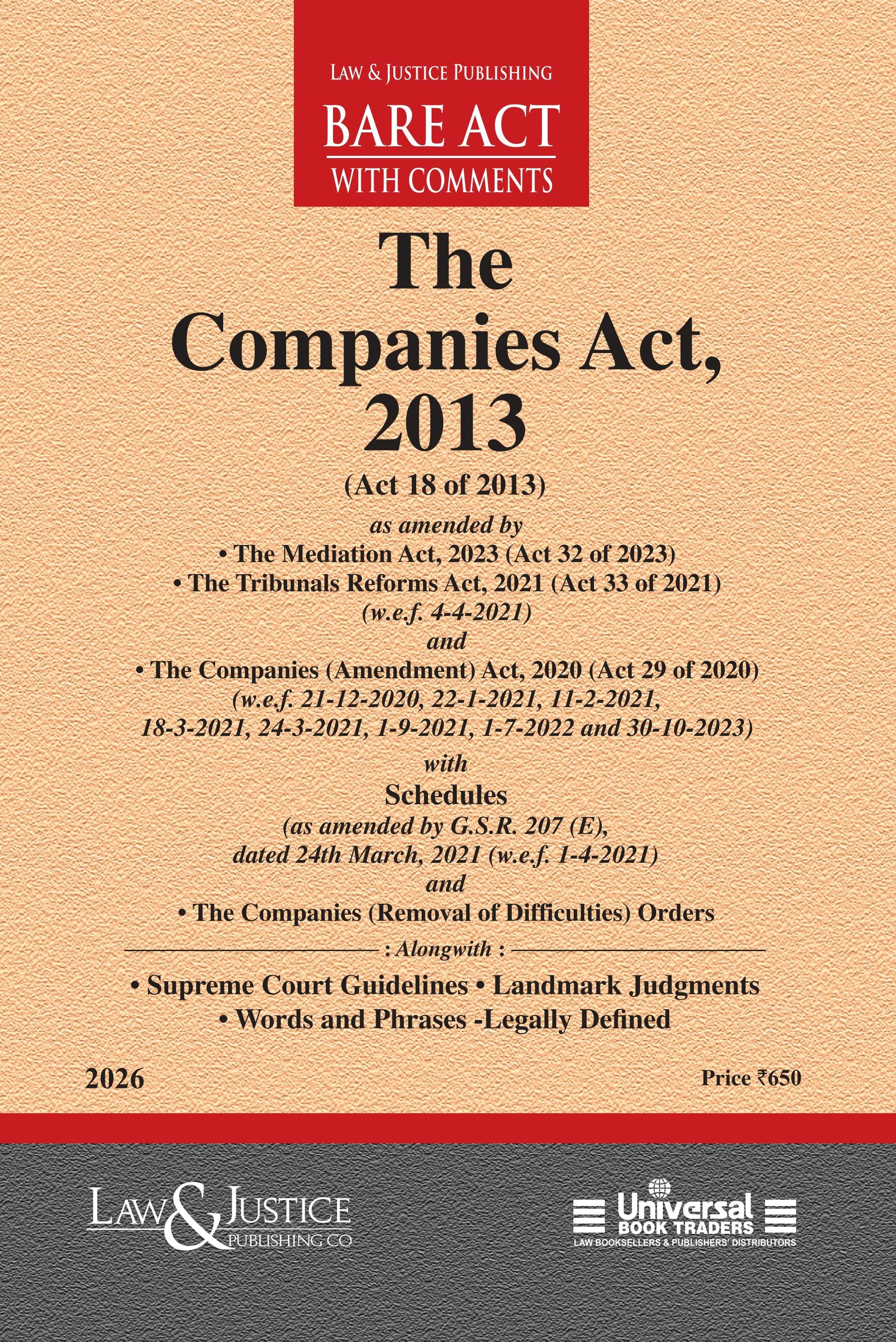 Companies Act, 2013 | Law & Justice Publishing | EDITION 2026