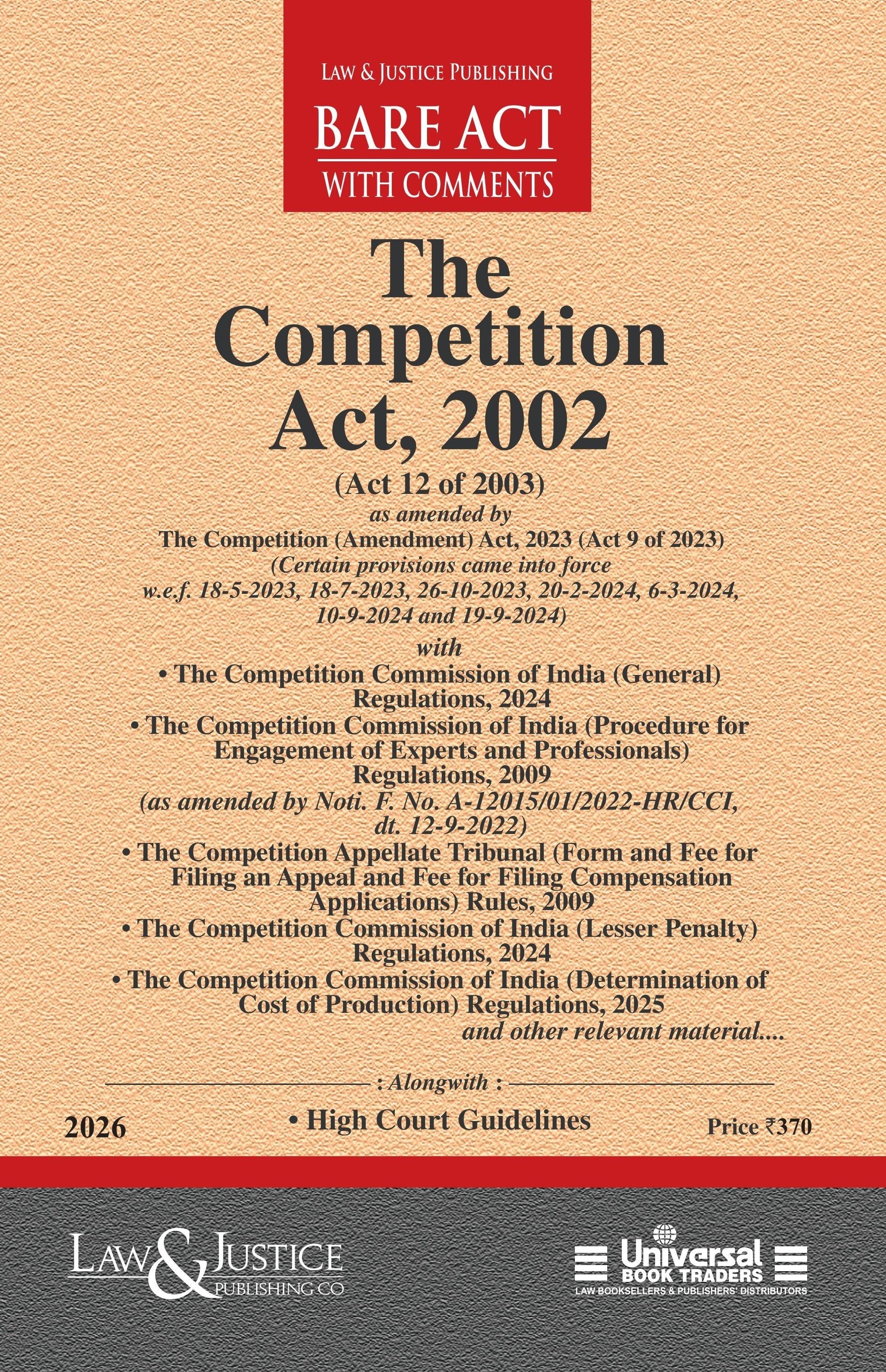 Competition Act, 2002 | Law & Justice Publishing | EDITION 2026