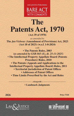 Patents Act, 1970 | Law & Justice Publishing | EDITION 2026