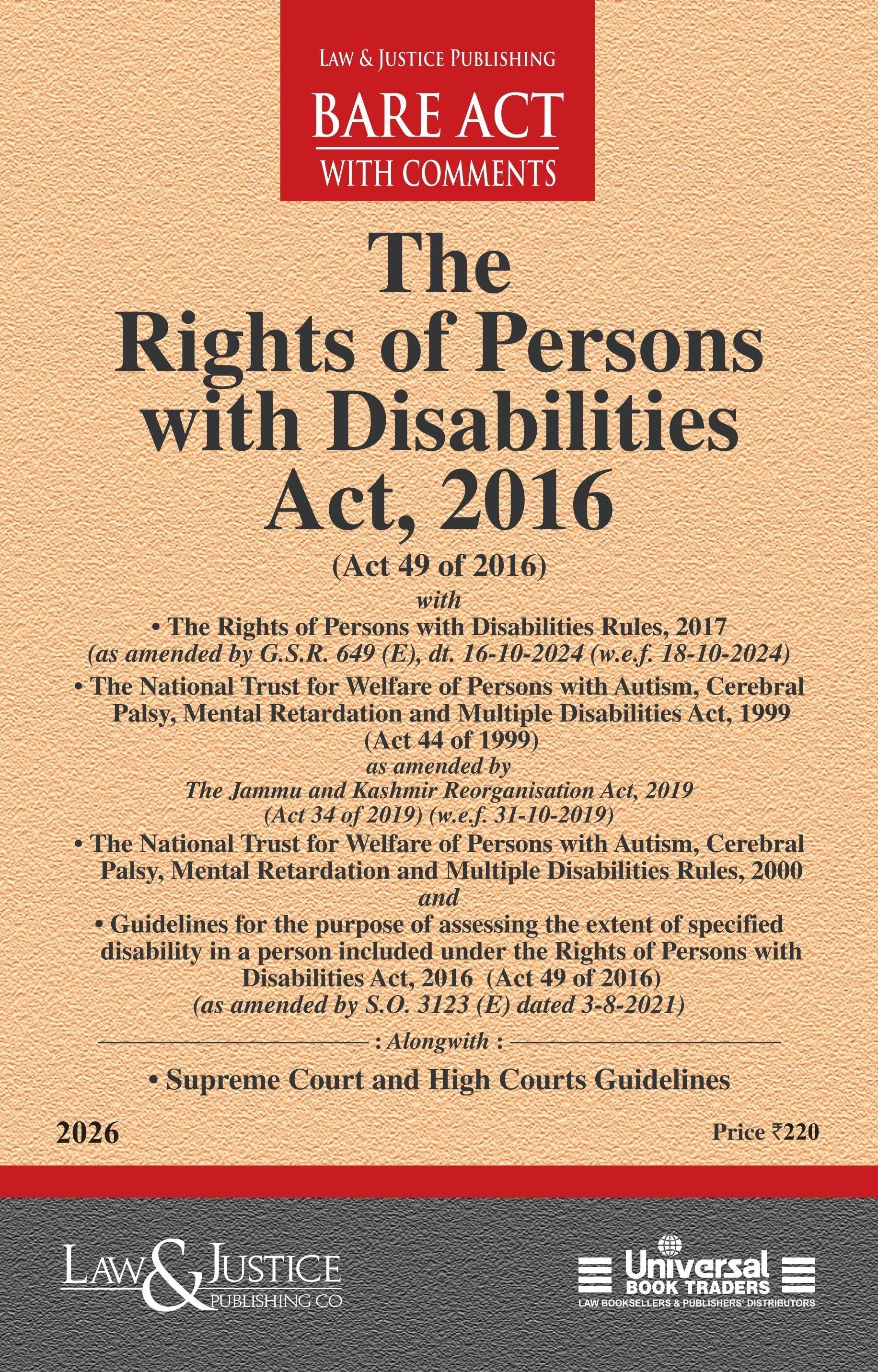 Rights of Persons with Disabilities Act, 2016 | Law & Justice Publishing | EDITION 2026