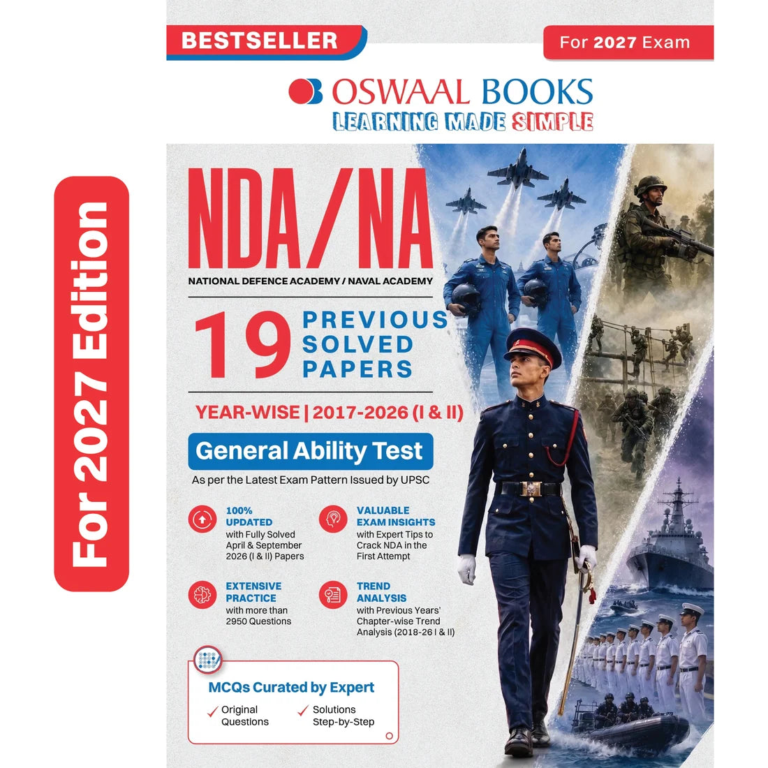 NDA/NA 19 Previous Years’ Solved Papers (2017–2026 I & II) | General Ability Test (GAT) | For 2027 Exam | With Oswaal AI | Oswaal Books