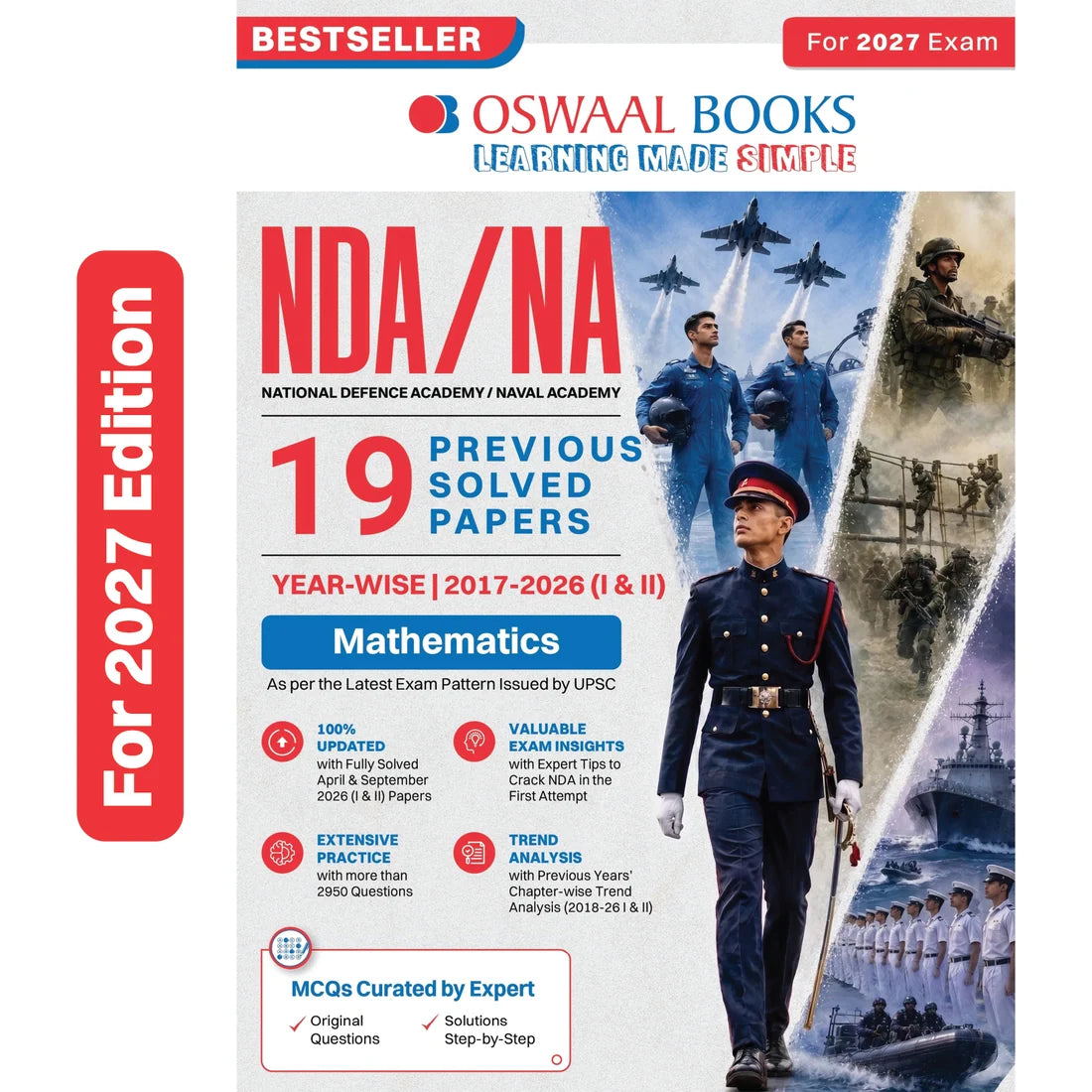 NDA/NA 19 Previous Years’ Solved Papers (2017–2026 I & II) | Mathematics | For 2027 Exam | With Oswaal AI | Oswaal Books