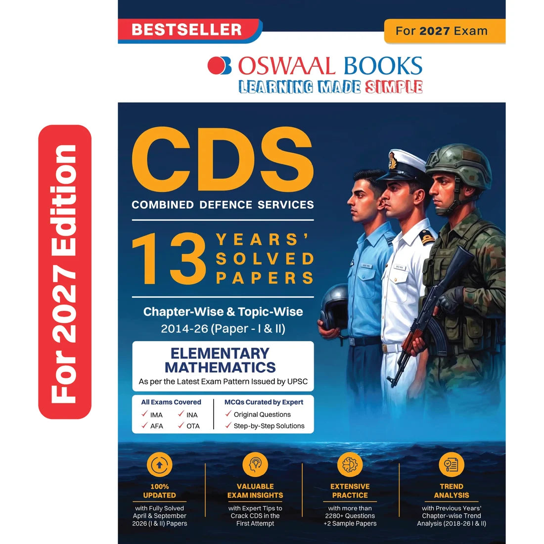 CDS Elementary Mathematics 13 Years' Chapterwise & Topicwise Solved Papers | 2014–2026 | For 2027 Exam | Oswaal Books