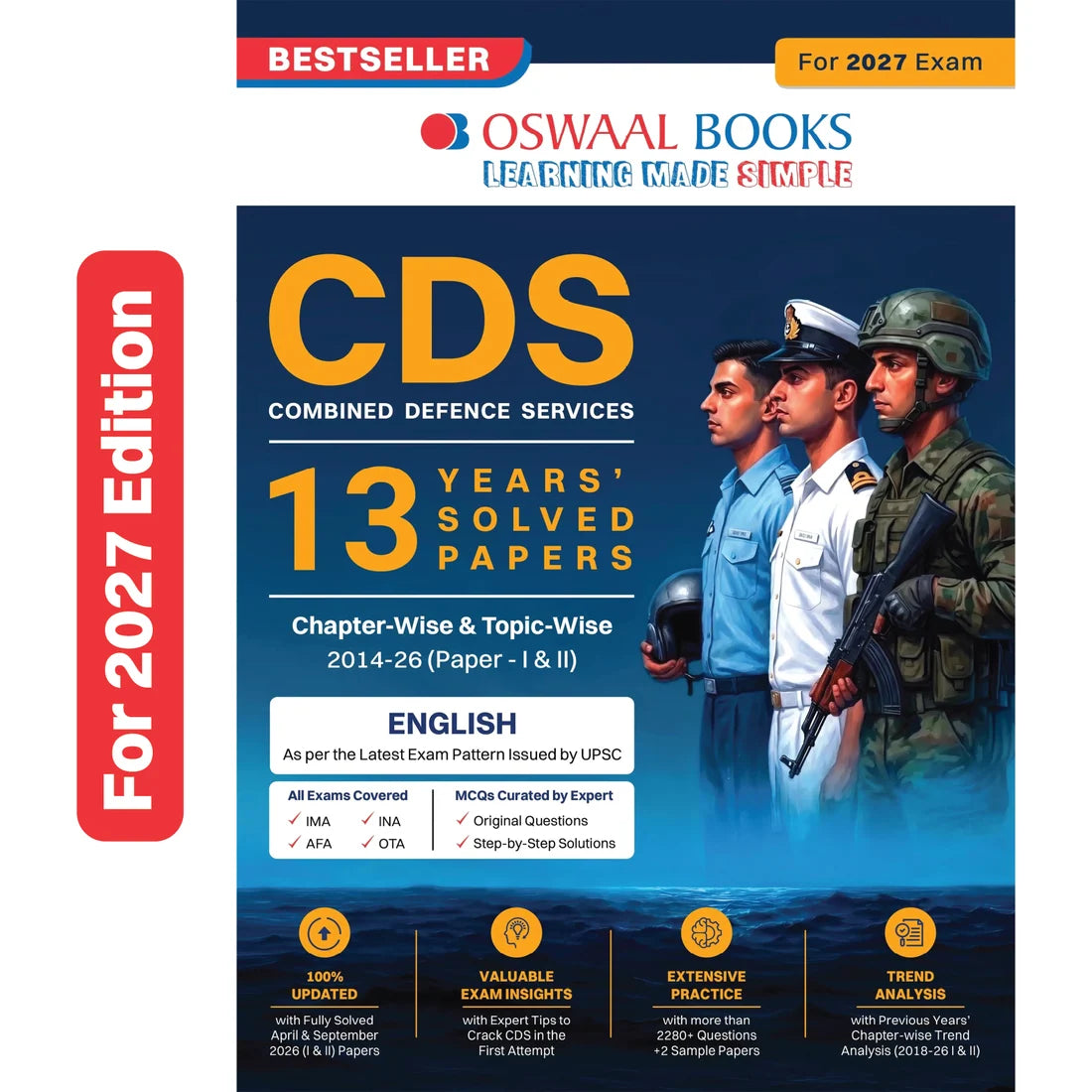 CDS English 13 Years' Chapterwise & Topicwise Solved Papers | 2014–2026 | For 2027 Exam | Oswaal Books