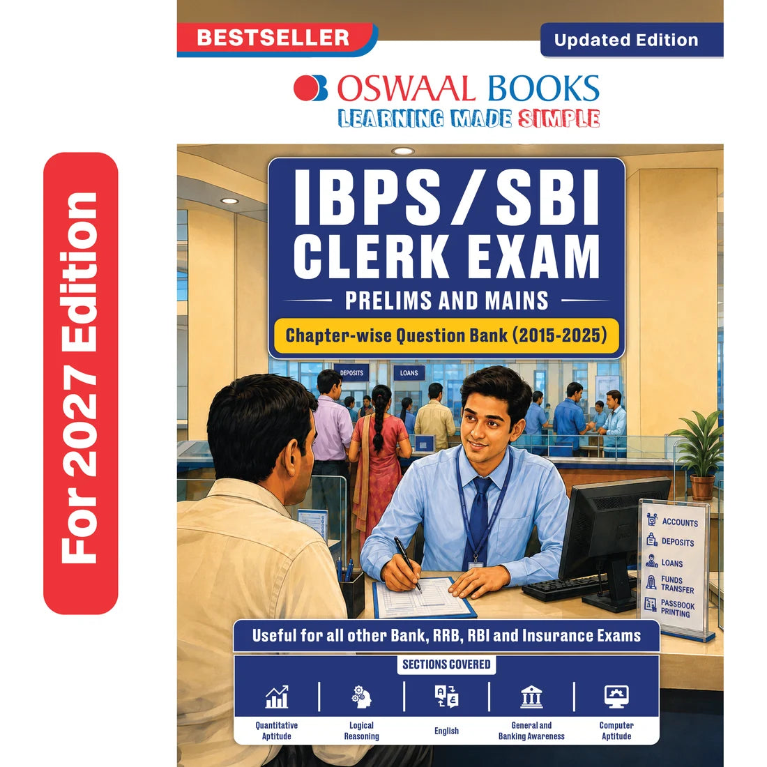 SBI, IBPS, RRB, RBI & Insurance Bank Clerk Exams | Prelims & Mains Chapter-wise Question Bank (2015–2025) | 3000+ MCQs | Oswaal Books | 2026 Exam
