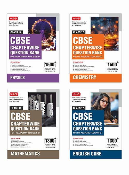 CBSE Chapterwise Question Bank Class 12 - Physics, Chemistry, Mathematics and English | MTG | 2026-27