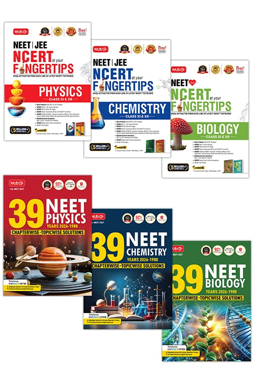 Objective NCERT at your FINGERTIPS and NEET 39 Years PYQ Physics, Chemistry and Biology Combo – NEET Books (Based on NCERT Latest Pattern For 2027 Exam) | MTG