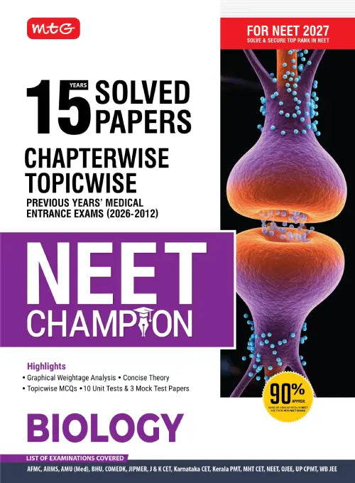 15 Years NEET Chapterwise Topicwise Previous Years Solved Papers Biology – NEET Champion For 2027 Exam | MTG
