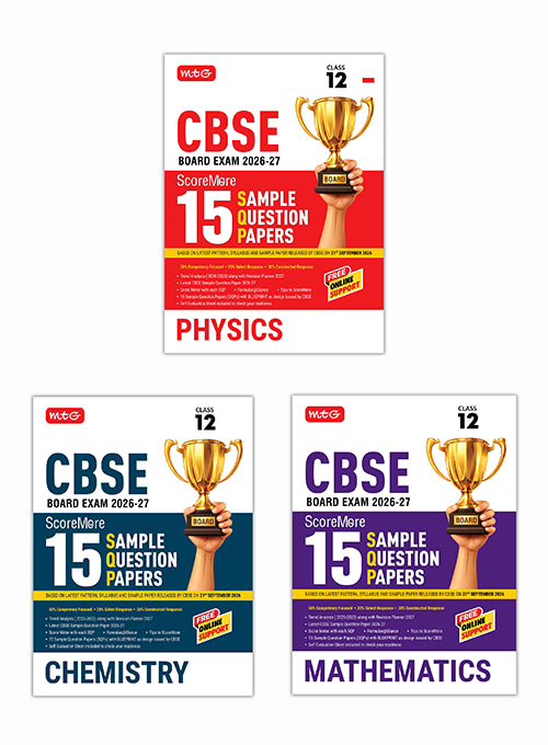 CBSE ScoreMore 15 Sample Papers CBSE Boards – Class 12 Physics, Chemistry, Mathematics Combo