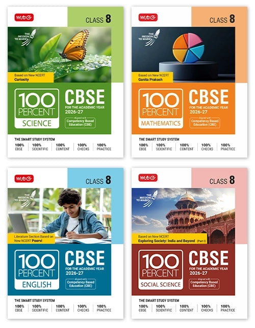 100 Percent NCERT and CBSE Science, Mathematics, English and Social Science Part-1 Class 8 | MTG | 2026-27