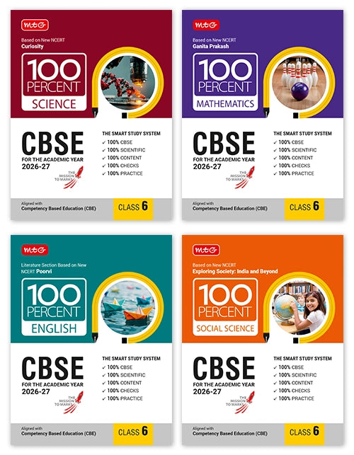 100 Percent NCERT and CBSE Science, Mathematics, English and Social Science Class 6 | MTG | 2026-27