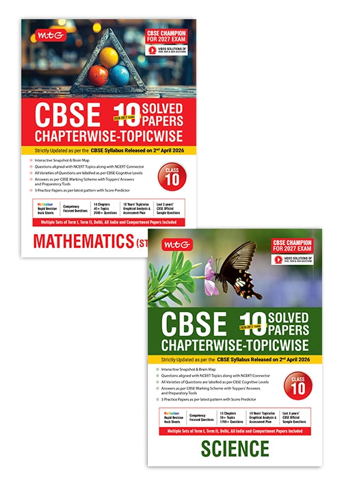 CBSE 10 Years (2026-2017) Chapterwise Topicwise Solved Papers Class 10 Science and Mathematics Standard (Set of 2 Books) – CBSE Champion For 2027 Exam | Video Solution of PYQs | MTG