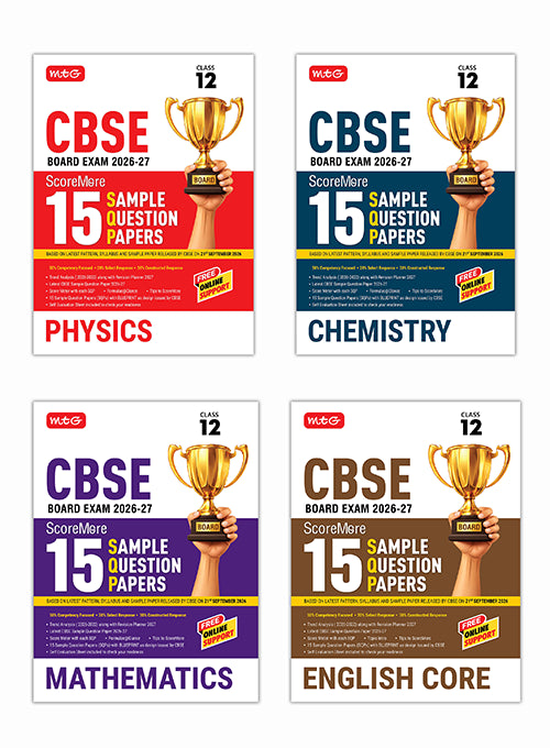 MTG CBSE ScoreMore15 Sample Papers CBSE Boards – Class 12 Physics, Chemistry, Mathematics and English Combo