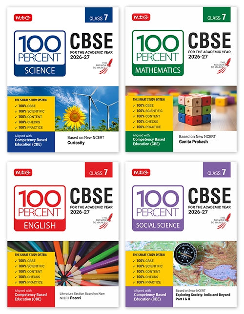 100 Percent NCERT and CBSE Science, Mathematics, English and Social Science Class 7 | MTG | 2026-27