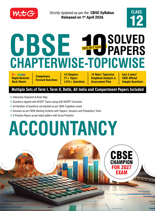 CBSE 10 Years (2026-2017) Chapterwise Topicwise Solved Papers Class 12 Accountancy (PYQ) Book – CBSE Champion For 2027 Exam | Based on Latest Pattern
