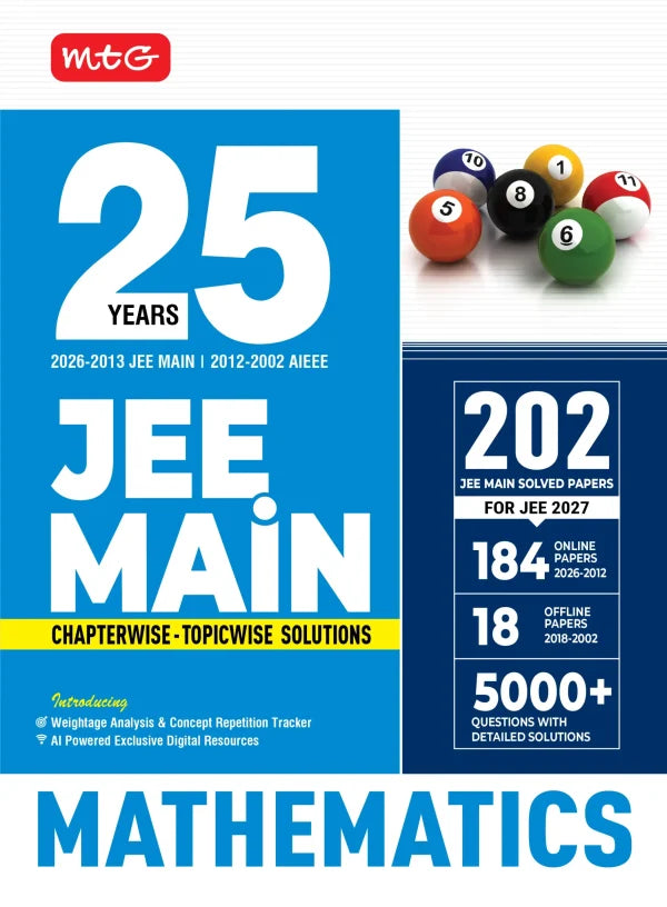 25 Years JEE MAIN Chapterwise Topicwise (2026-2002) – Mathematics For 2027 Exam | MTG
