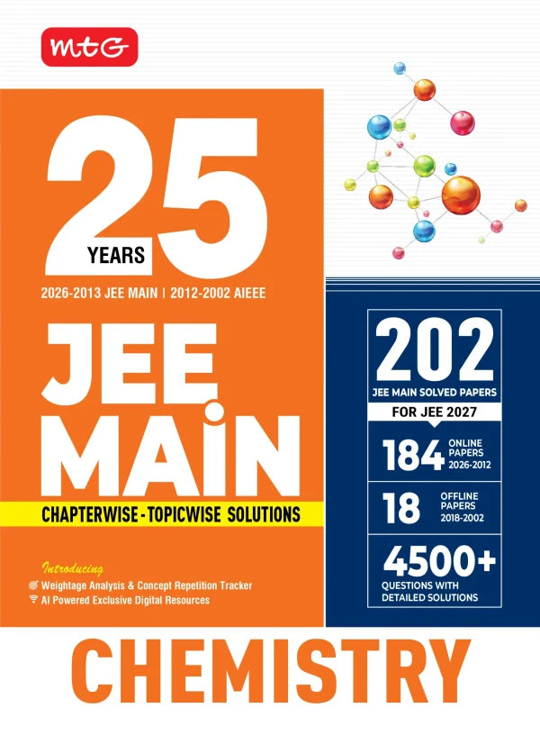 25 Years JEE MAIN Chapterwise Topicwise (2026-2002) – Chemistry For 2027 Exam | MTG