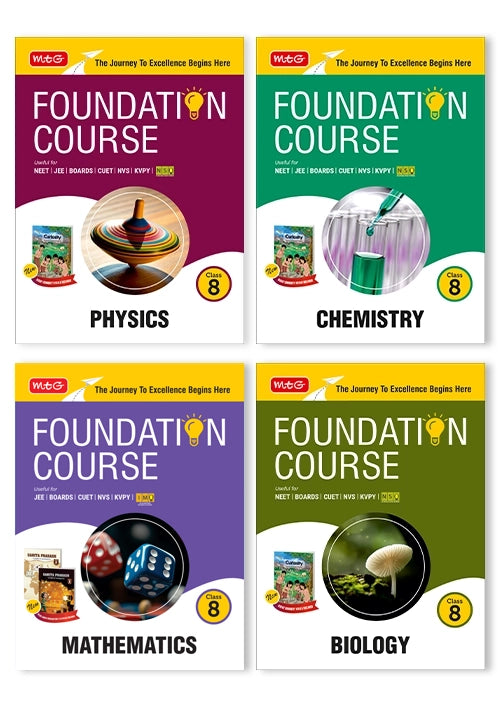 Foundation Course Class 8 Physics, Chemistry, Mathematics (Part 1 and 2) and Biology (Set of 4 Books)