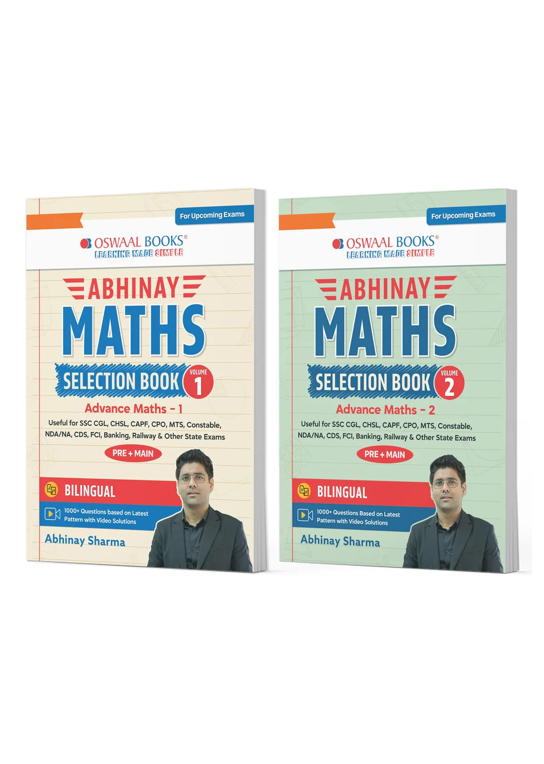 Abhinay Maths Selection Book Vol. 1 & Vol. 2 | Bilingual Workbook Set of 2 | SSC & Government Exams | Oswaal Books